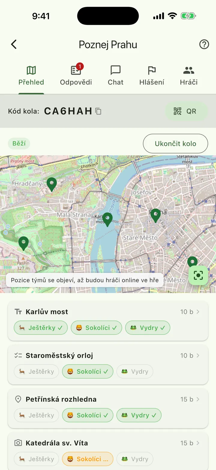 Round overview for the organiser